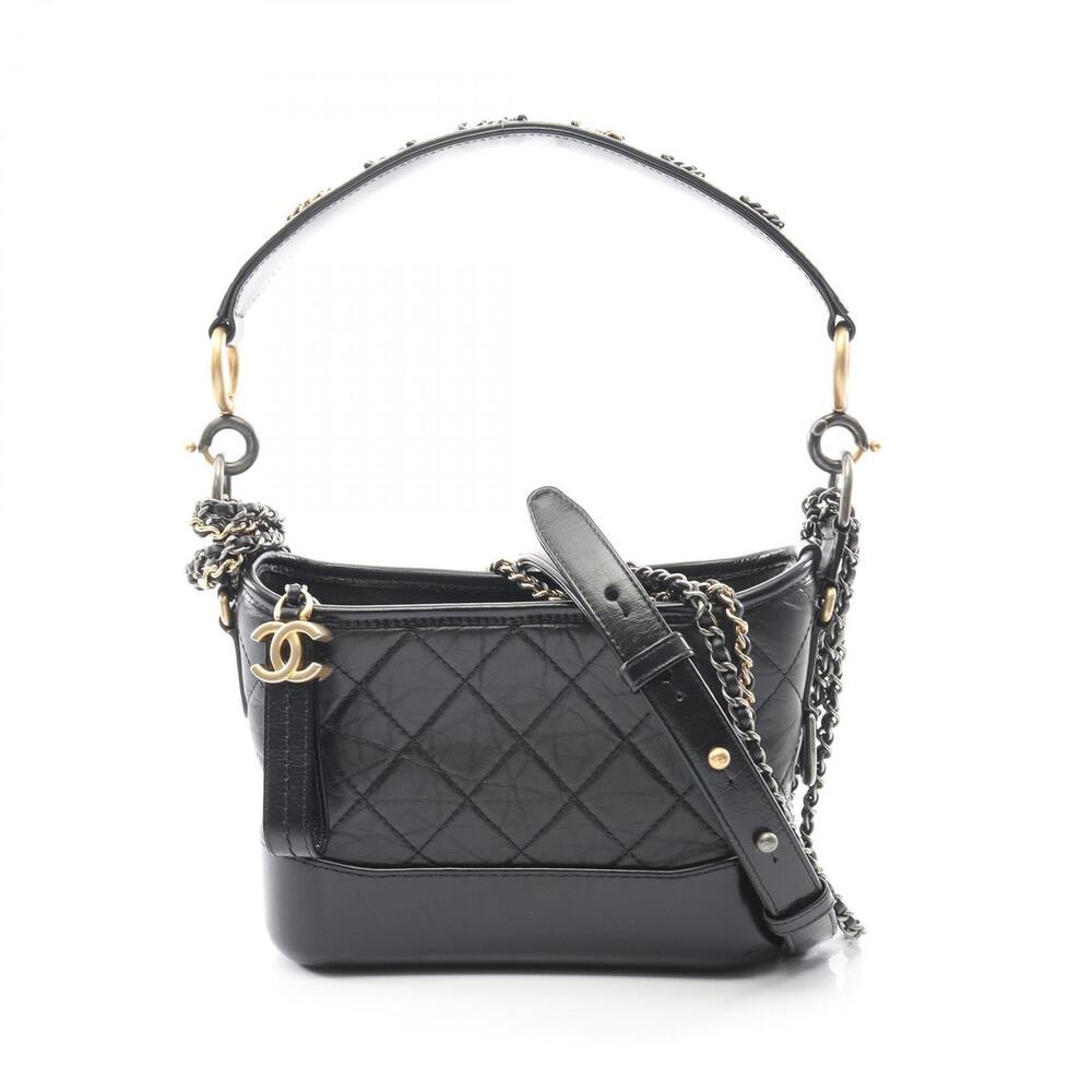 Chanel Gabrielle de Hobo Shoulder Bag Leather Black